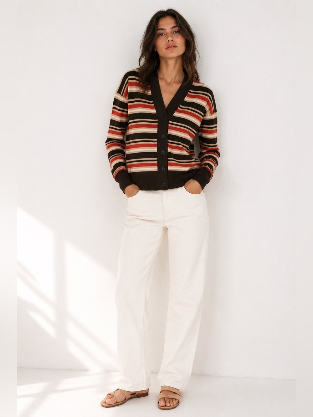 Marni x Uniqlo Striped Cardigan Wool Blend Button Front Size M